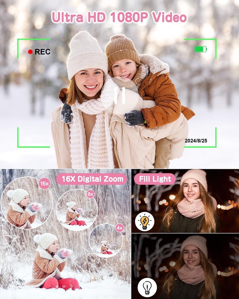 Fulealfly Kids Camera Instant Print, 48MP Selfie Digital Camera for Kids Christmas Birthday Gifts, 1080P Instant Print Cameras with Print Paper, 32GB Card, Toddle Toy for 4 5 6 7 8 9 Year Old Boys Girls-Pink - Image 4